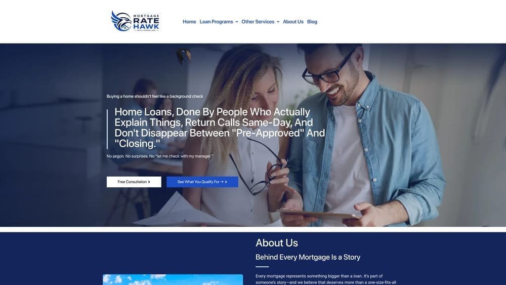 Screenshot of Mortgage Rate Hawk website