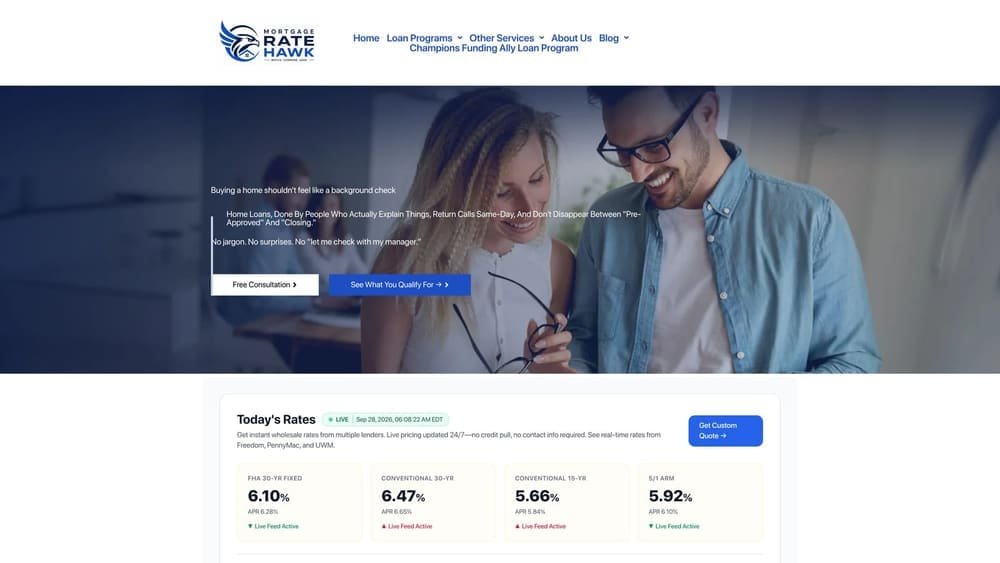 Screenshot of Mortgage Rate Hawk by Duane Buziak website